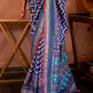 Admiral Blue Patola Printed Silk Saree with Contrast Blouse