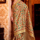 Beige Brown Floral Printed Manipuri Silk Saree