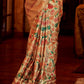 Beige Brown Floral Printed Manipuri Silk Saree
