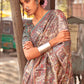 Arctic Blue Madhubani Digital Printed Silk Saree