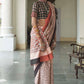 Alabaster White Printed Designer Silk Saree