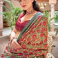 Beige White & Pink Designer Printed Silk Saree