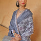 Shades Of Grey Floral Printed Chanderi Cotton Saree