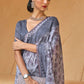 Shades Of Grey Floral Printed Chanderi Cotton Saree