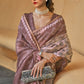 Shades Of Brown Floral Printed Chanderi Cotton Saree