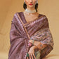 Shades Of Brown Floral Printed Chanderi Cotton Saree