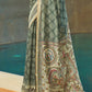 Fern Green Floral Printed Chanderi Cotton Saree