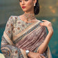 Pecan Brown Bandhani Printed Chanderi Cotton Saree