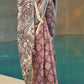 Pecan Brown Bandhani Printed Chanderi Cotton Saree