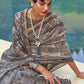Shades Of Brown Floral Printed Chanderi Cotton Saree