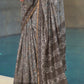 Shades Of Brown Floral Printed Chanderi Cotton Saree