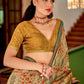 Beige Brown Designer Printed Silk Saree