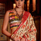 White & Red Printed Zari woven Silk Saree