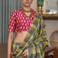 Avocado Green Printed Silk Saree