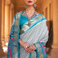 Cerulean Blue Designer Patola Silk Saree with Zari Border & Stone work(Pre-Order)