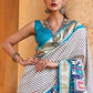 Cerulean Blue Designer Patola Silk Saree with Zari Border & Stone work(Pre-Order)