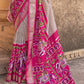 Magenta Pink Designer Patola Silk Saree with Zari Border & Stone work