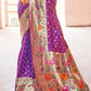 Deep Purple Woven Paithani Silk Saree