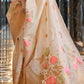 Beige Brown Zari Woven Linen Silk Saree