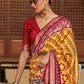 Yellow & Red Printed Patola Silk Saree with Tassels on Pallu