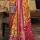 Yellow & Red Printed Patola Silk Saree with Tassels on Pallu
