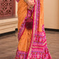 Atomic Orange Patola Printed Silk Saree
