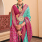 Turquoise Blue Patola Printed Silk Saree
