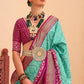 Turquoise Blue Patola Printed Silk Saree