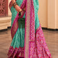 Turquoise Blue Patola Printed Silk Saree