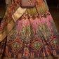 Lehenga Choli de seda de diseñador en color púrpura y rosa, lista para usar, con brillo y trabajo de espejo Aari