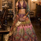 Lehenga Choli de seda de diseñador en color púrpura y rosa, lista para usar, con brillo y trabajo de espejo Aari