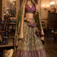 Green-Purple Designer Silk Ready to Wear Lehenga Choli With Sparkle & Aari Mirror Work