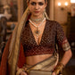 Lehenga Choli de seda de diseñador marrón-dorado, lista para usar, con brillo y trabajo de espejo Aari