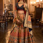 Red-Blue Designer Silk Ready to Wear Lehenga Choli With Sparkle & Aari Mirror Work