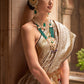 Beige Brown Zari Woven Banarasi Silk Saree