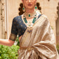Beige Brown Zari Woven Banarasi Silk Saree