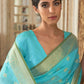 Arctic Blue Zari Woven Linen Silk Saree: Top Pick