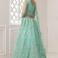 Turquoise Blue Soft Net Lehenga Choli with Cording, Stonework, Thread & Badla Embroidery