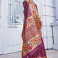 Begonia Pink and Golden Blend Silk Saree with Floral Woven Border and Pallu