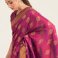 Hibiscus Purple Zari Butta Woven Banasari Silk Saree