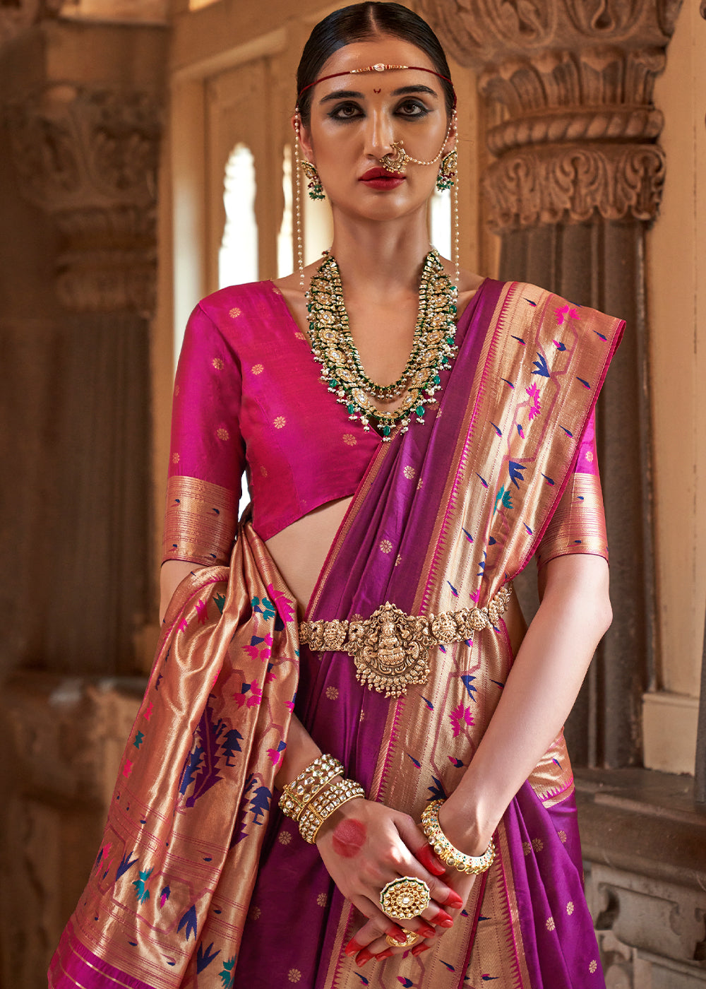 Sangria Purple Paithani Silk Saree