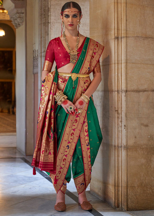 Munsell Green Paithani Silk Saree