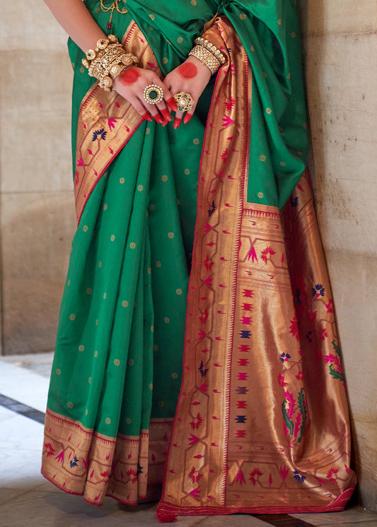 Munsell Green Paithani Silk Saree