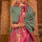 Tiffany Blue Banarasi Jacquard Silk Saree with Swarvoski work