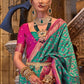 Tiffany Blue Banarasi Jacquard Silk Saree with Swarvoski work