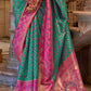 Tiffany Blue Banarasi Jacquard Silk Saree with Swarvoski work