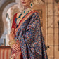 Admiral Blue Banarasi Jacquard Silk Saree with Swarvoski work