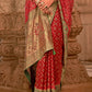 Venetian Red Banarasi Jacquard Silk Saree with Swarvoski work