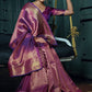Wine Purple Woven Kanjivaram Silk Saree