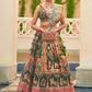 Lehenga Choli de seda de diseñador verde real, lista para usar, con brillo y trabajo de espejo